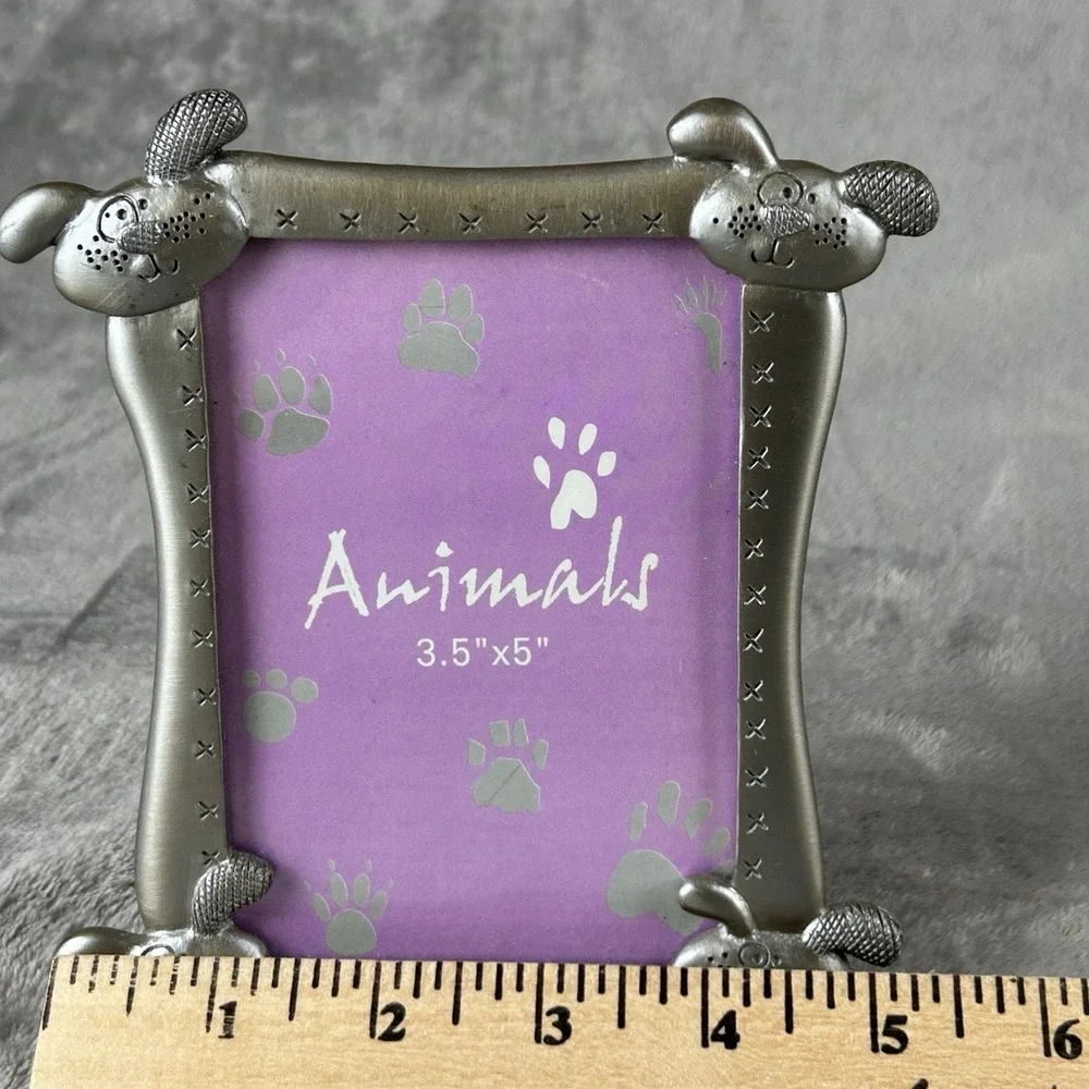 Pewter Dog Photo Picture Frame 3 Dimensional Puppy Gift For Dog Lovers Whimsical